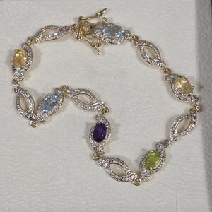 Genuine Ross-Simons 18K Gold Over Sterling Silver Bracelet/ Semi-Precious Stones